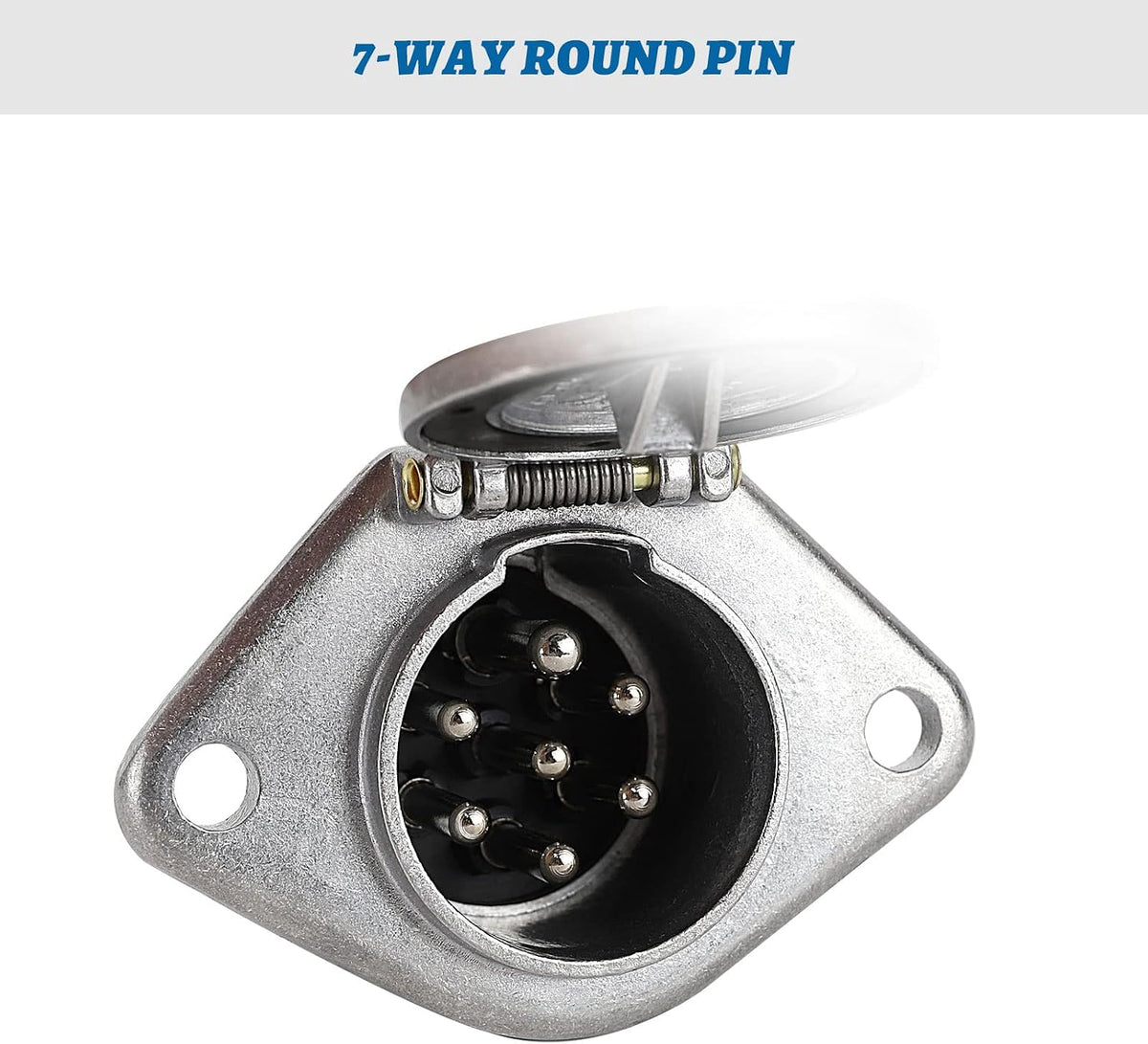 7-Pin round Vehicle-Side Female-End Socket Replacement SAE J560 Style, Die-Cast Zinc Housing 7-Way round Electrical Connector, Semi Truck Trailer Wiring Harness Car End - Sliver