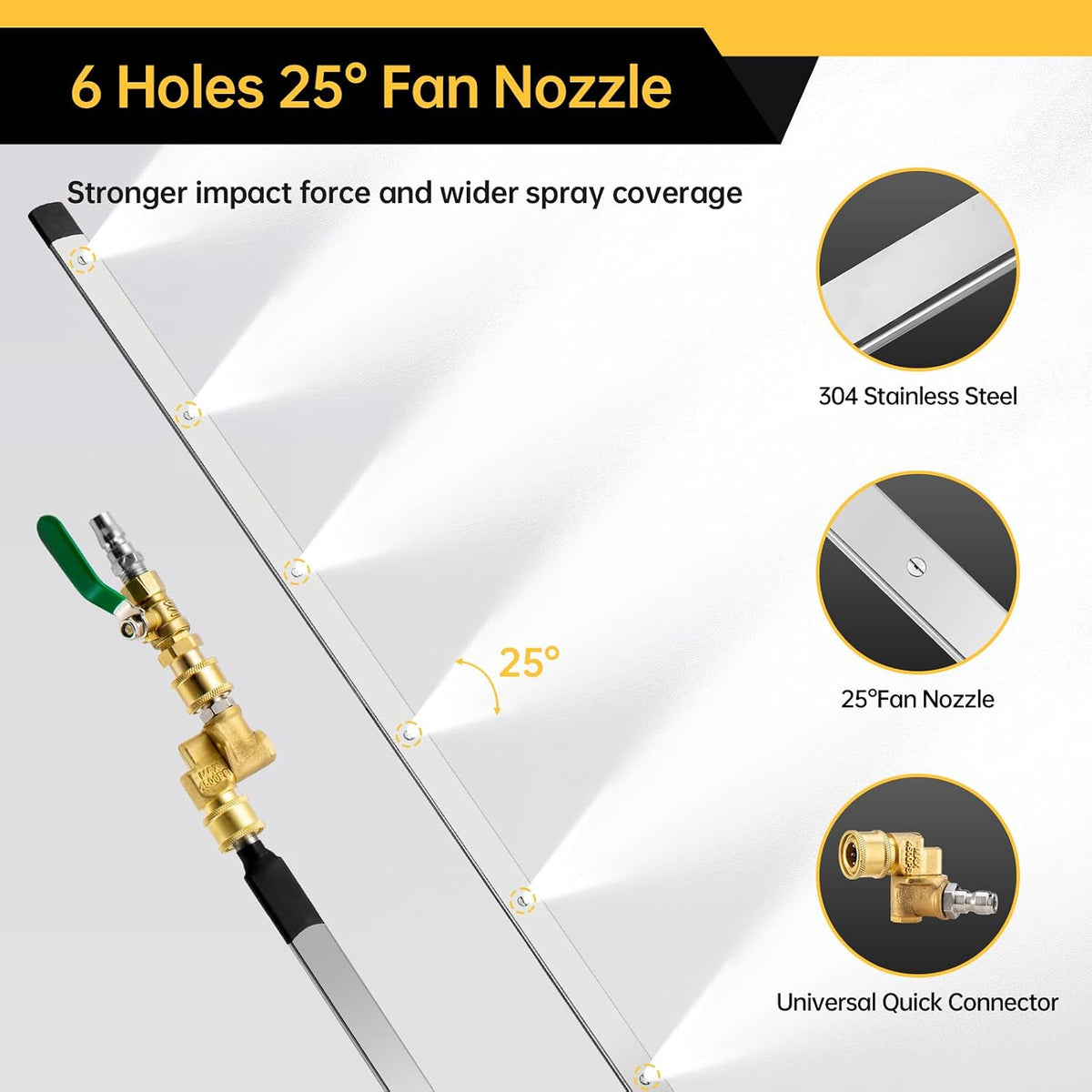 40" Radiator Cleaning Wand, 4500 PSI Radiator Cleaner Wand Water & Air Dual-Use, Radiator Cleaning Tool with 25° Fan Nozzle, Brush, Quick Coupler, Radiator Cleaner for Car, Truck, RV