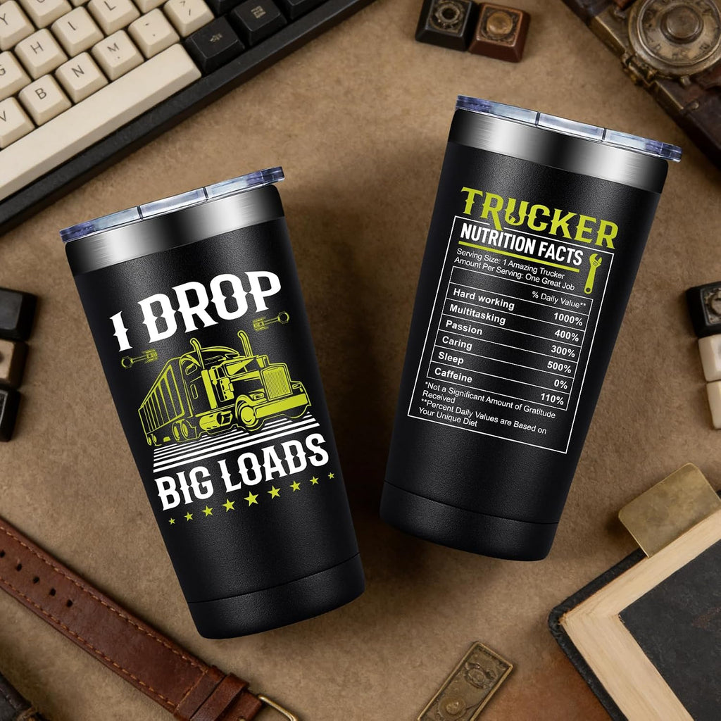 Truck Driver Gifts for Men - 20Oz Trucker Tumbler Cup