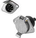 7-Pin round Vehicle-Side Female-End Socket Replacement SAE J560 Style, Die-Cast Zinc Housing 7-Way round Electrical Connector, Semi Truck Trailer Wiring Harness Car End - Sliver