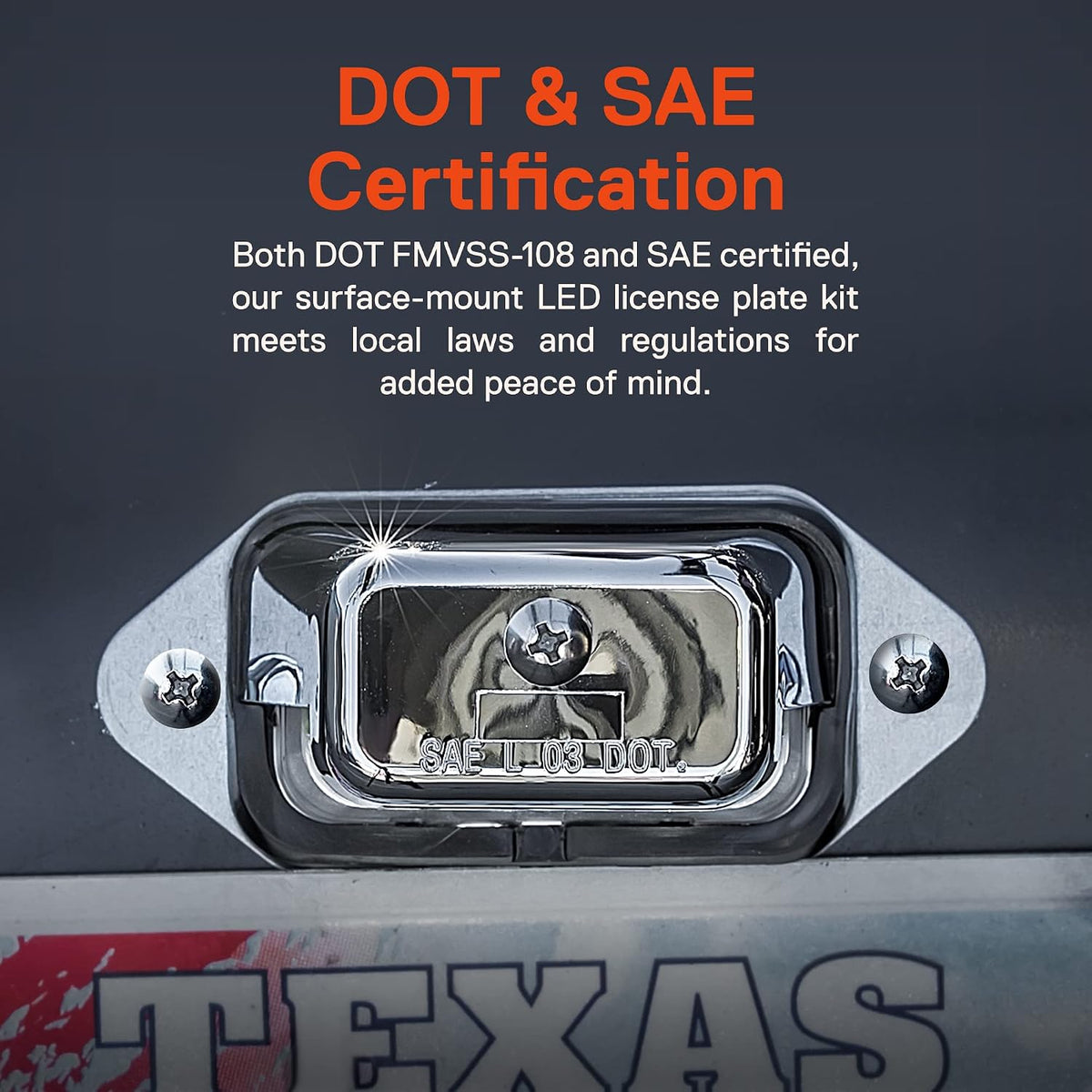 TRUE MODS Chrome LED Trailer License Plate Light, Surface Mount Tag Lamp