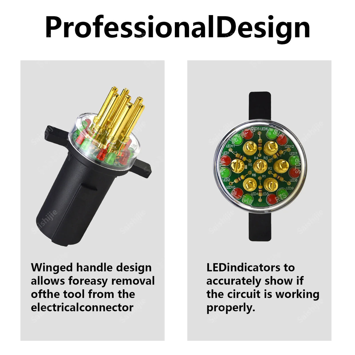 7-Way round Pin Trailer Truck Circuit Plug Tester Replace 7865L, Trailer Tractor Light Tester for Testing Turn Signals