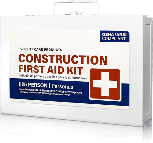 185 Pcs Metal First Aid Kit for Contractors, Construction Site, OSHA Compliant, Workshop, Business, Commercial Truck Vehicle DOT, Wall Mount Box, All-Purpose