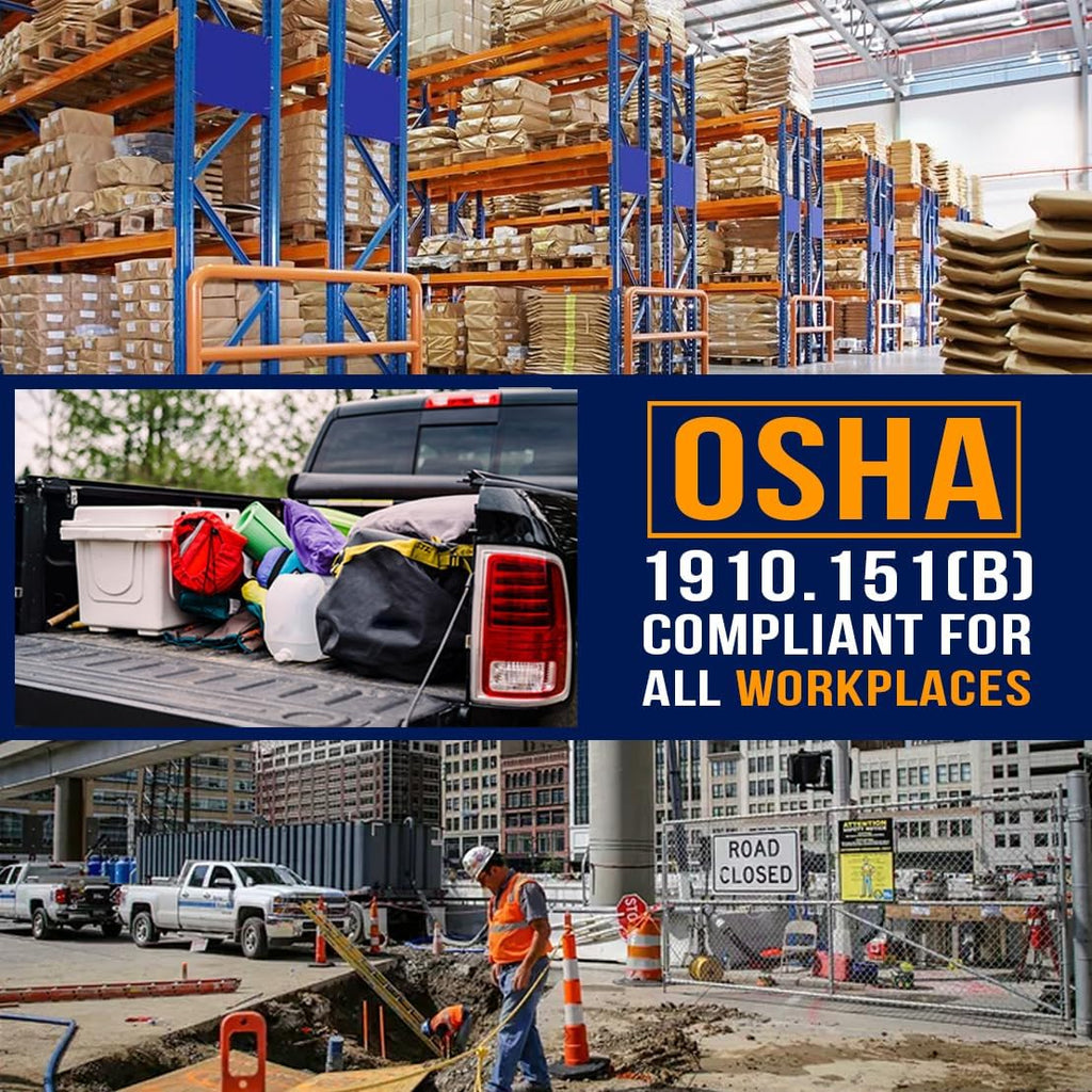 185 Pcs Metal First Aid Kit for Contractors, Construction Site, OSHA Compliant, Workshop, Business, Commercial Truck Vehicle DOT, Wall Mount Box, All-Purpose