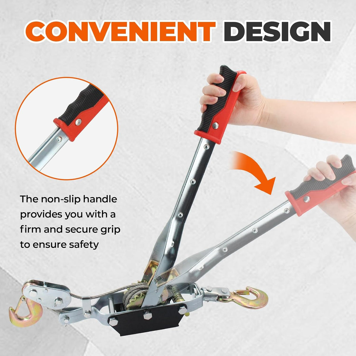 4 Ton Winch Ratchet Tool, 2 Hook Dual Gear Power Puller,8800 Lbs Pulling Capacity Boat Marine,Heavy Duty Cable Come along Tool,Automotive Hoist Winch Puller