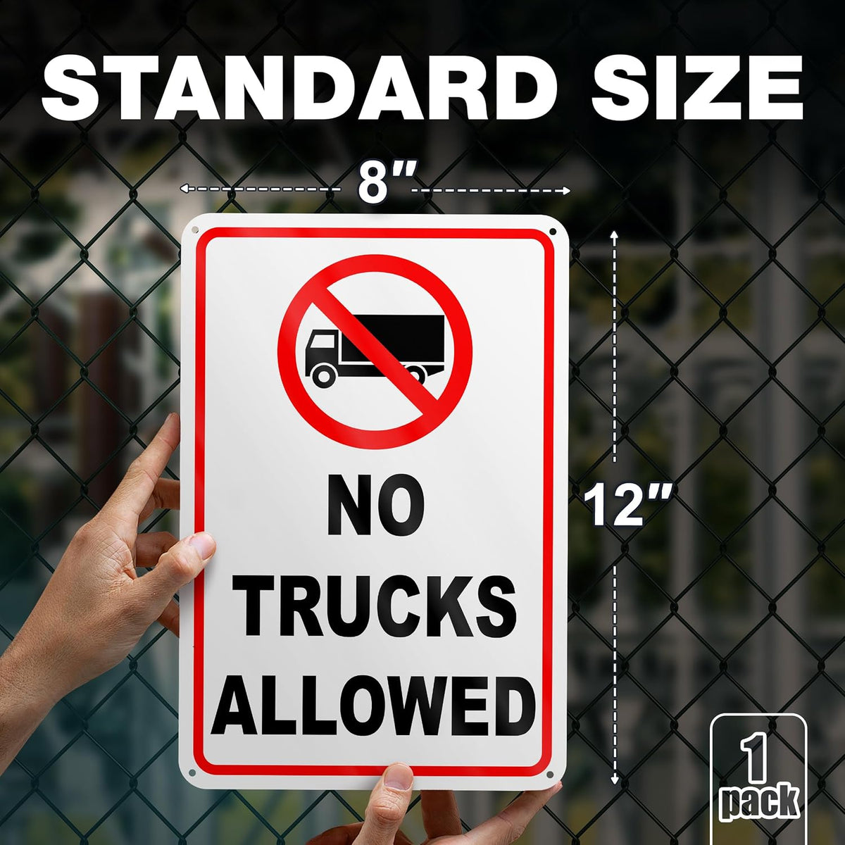 No Trucks Allowed Sign, 8 X 12 Reflective Aluminum