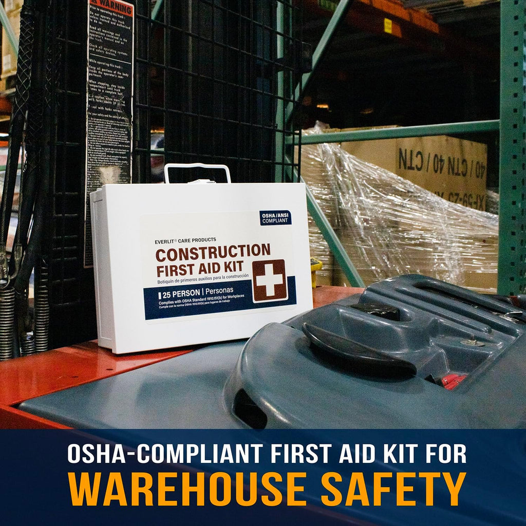 185 Pcs Metal First Aid Kit for Contractors, Construction Site, OSHA Compliant, Workshop, Business, Commercial Truck Vehicle DOT, Wall Mount Box, All-Purpose