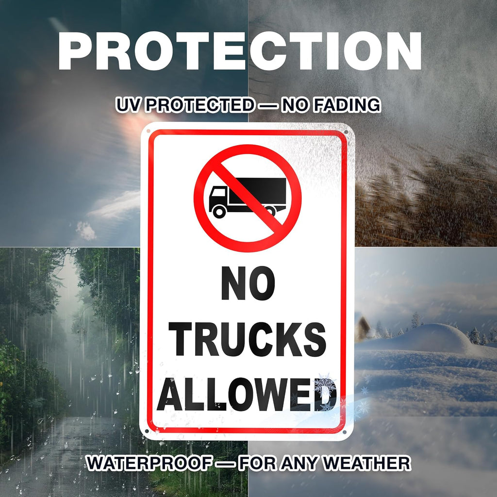 No Trucks Allowed Sign, 8 X 12 Reflective Aluminum