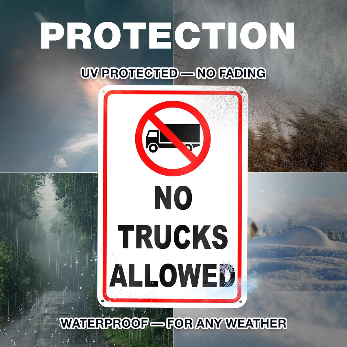 No Trucks Allowed Sign, 8 X 12 Reflective Aluminum