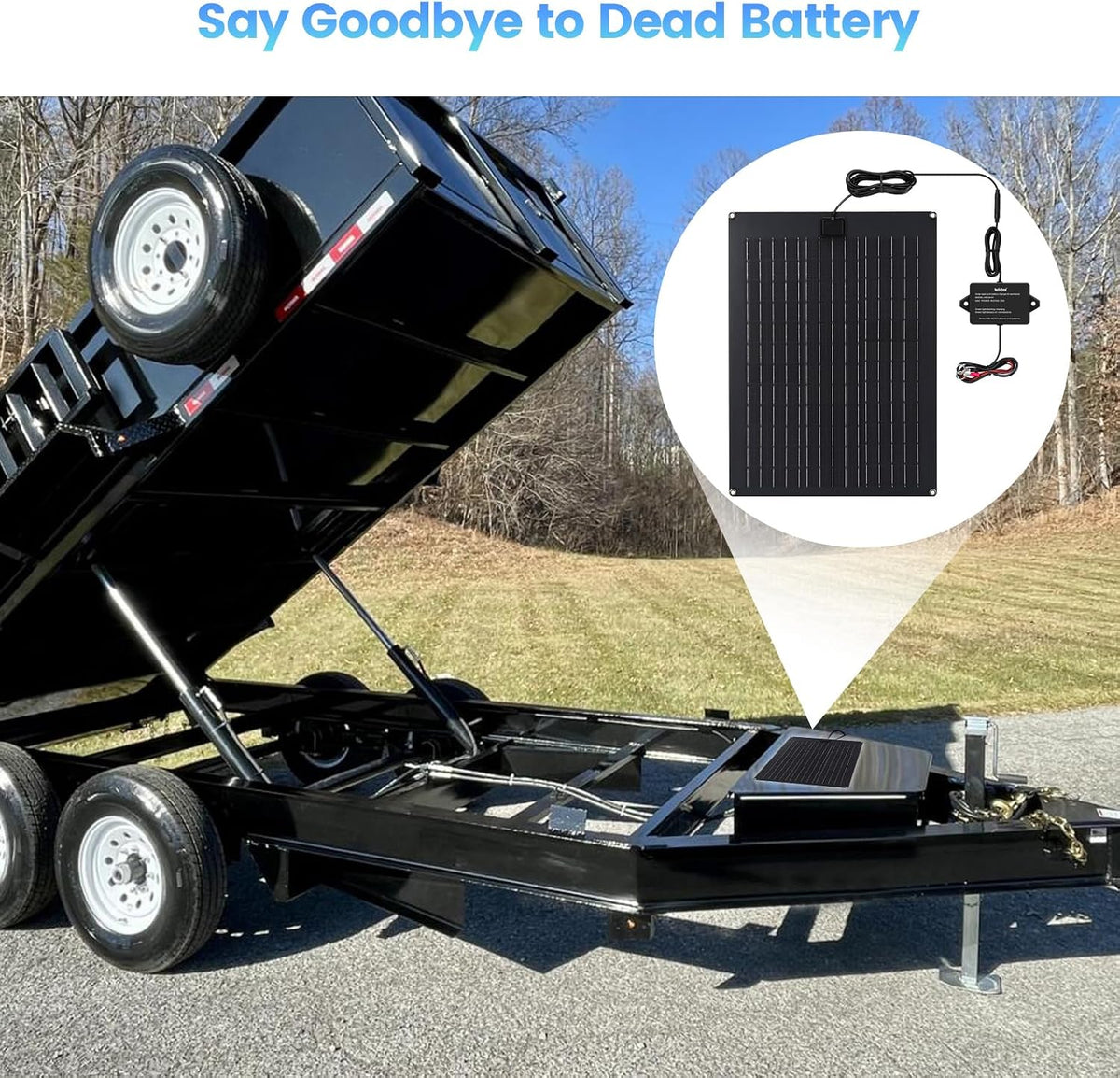 Solar Battery Charger Maintainer,  20W Solar Panel Kit for Dump Trailer Built-In Maintenance Pulse & Intelligent MPPT Charge Controller, Waterproof, Suitable for 12V Lead-Acid Battery