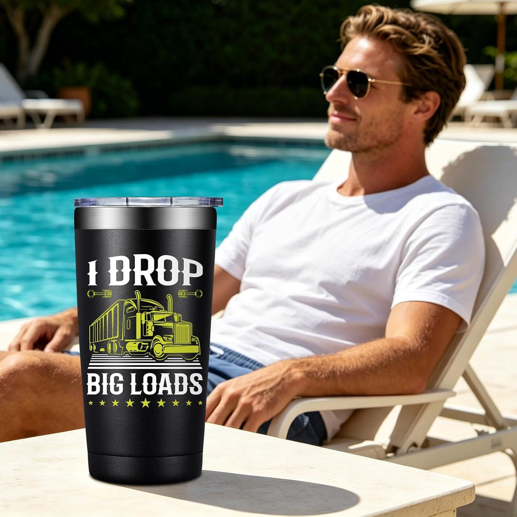 Truck Driver Gifts for Men - 20Oz Trucker Tumbler Cup
