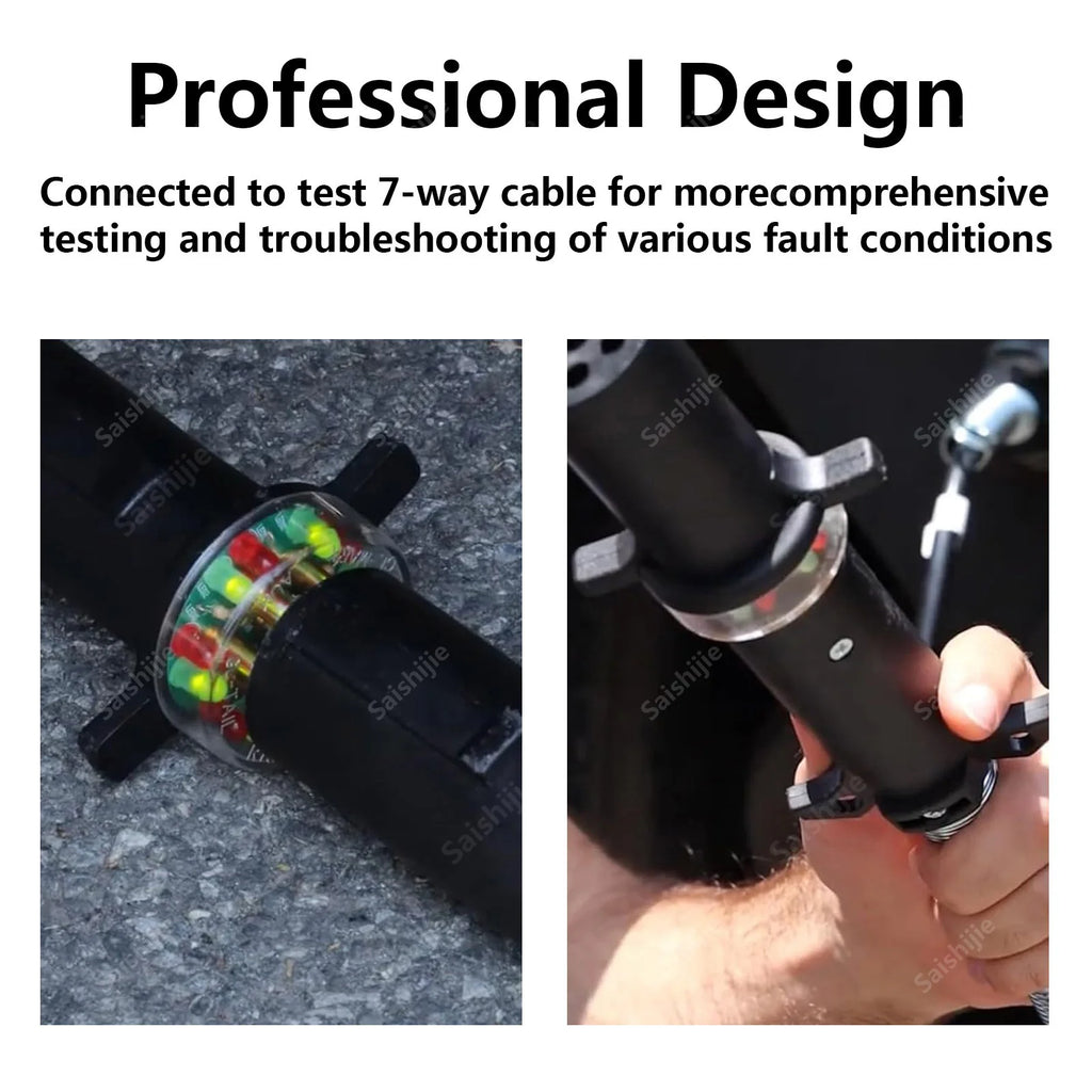 7-Way round Pin Trailer Truck Circuit Plug Tester Replace 7865L, Trailer Tractor Light Tester for Testing Turn Signals