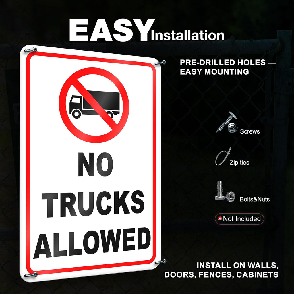 No Trucks Allowed Sign, 8 X 12 Reflective Aluminum