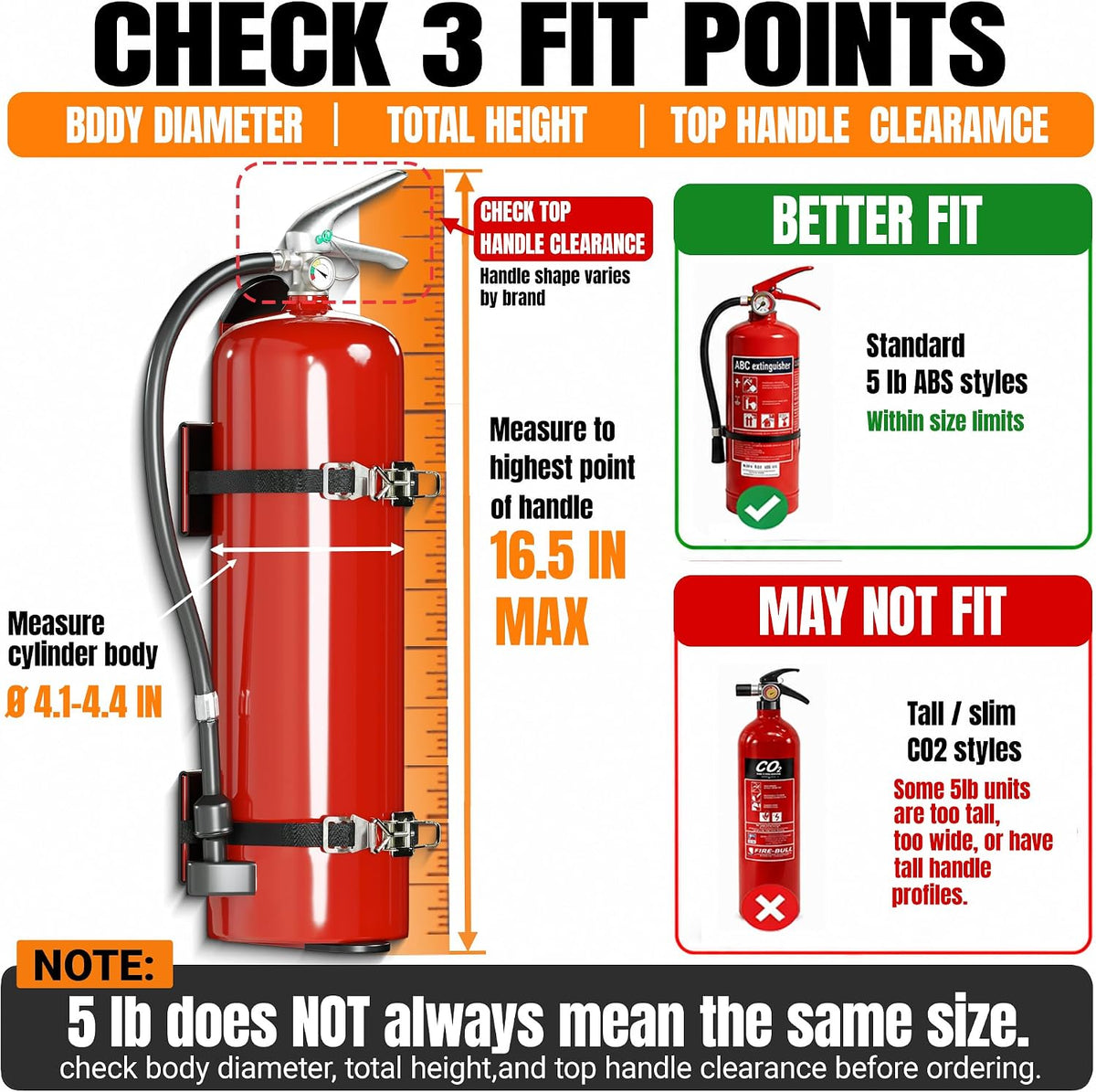 Truck Fire Extinguisher Mount for 5 Lb, Anti-Vibration Bracket
